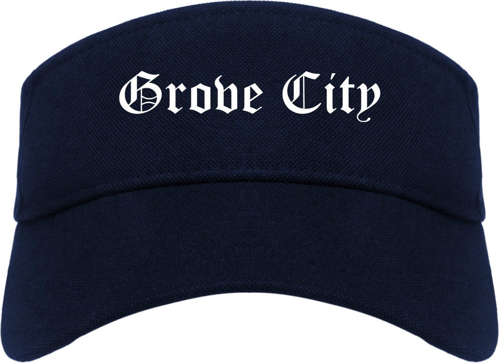 Grove City Ohio OH Old English Mens Visor Cap Hat Navy Blue