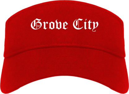 Grove City Ohio OH Old English Mens Visor Cap Hat Red