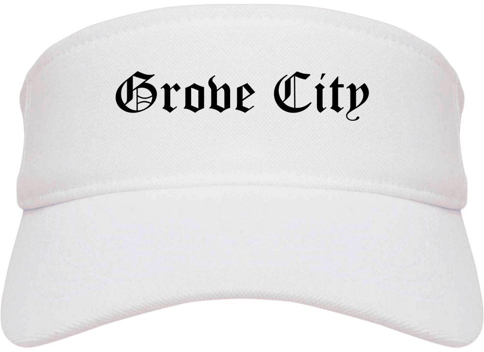 Grove City Ohio OH Old English Mens Visor Cap Hat White