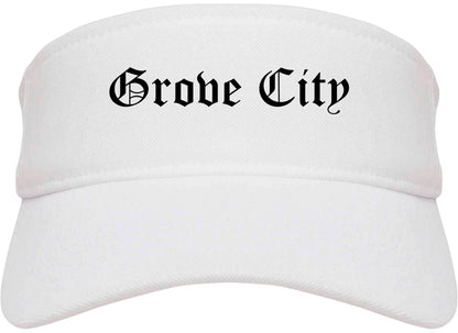 Grove City Ohio OH Old English Mens Visor Cap Hat White