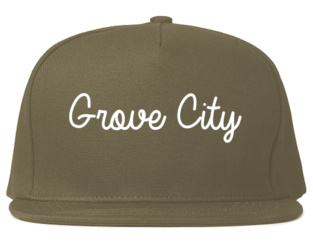 Grove City Pennsylvania PA Script Mens Snapback Hat Grey