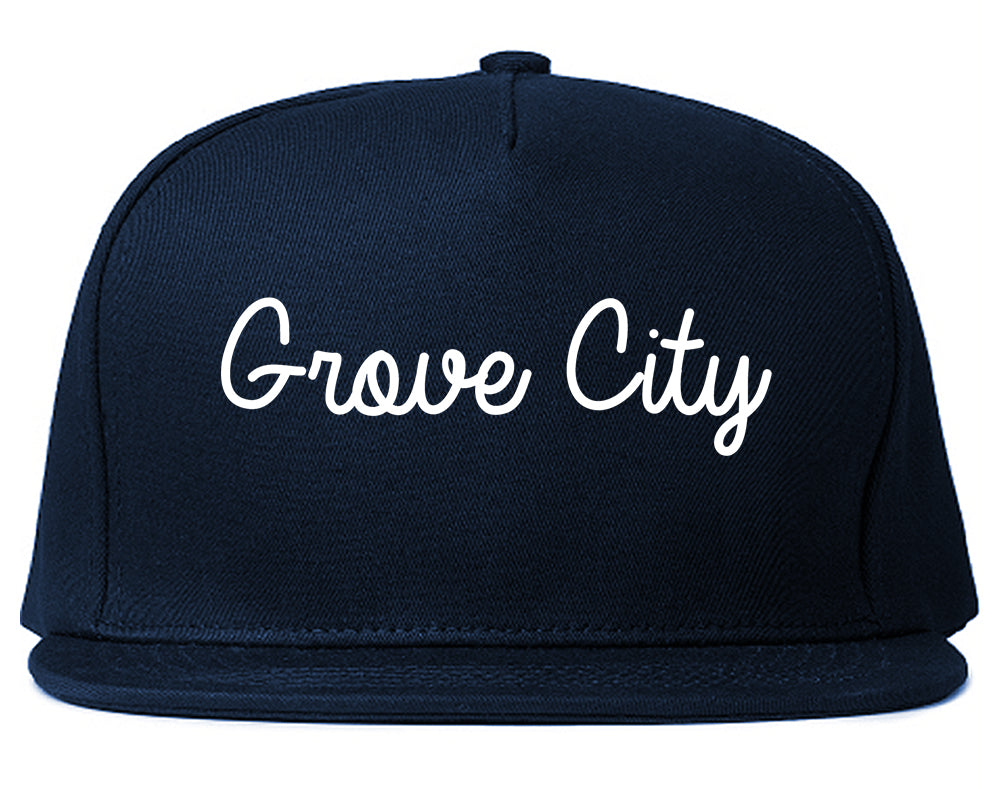 Grove City Pennsylvania PA Script Mens Snapback Hat Navy Blue