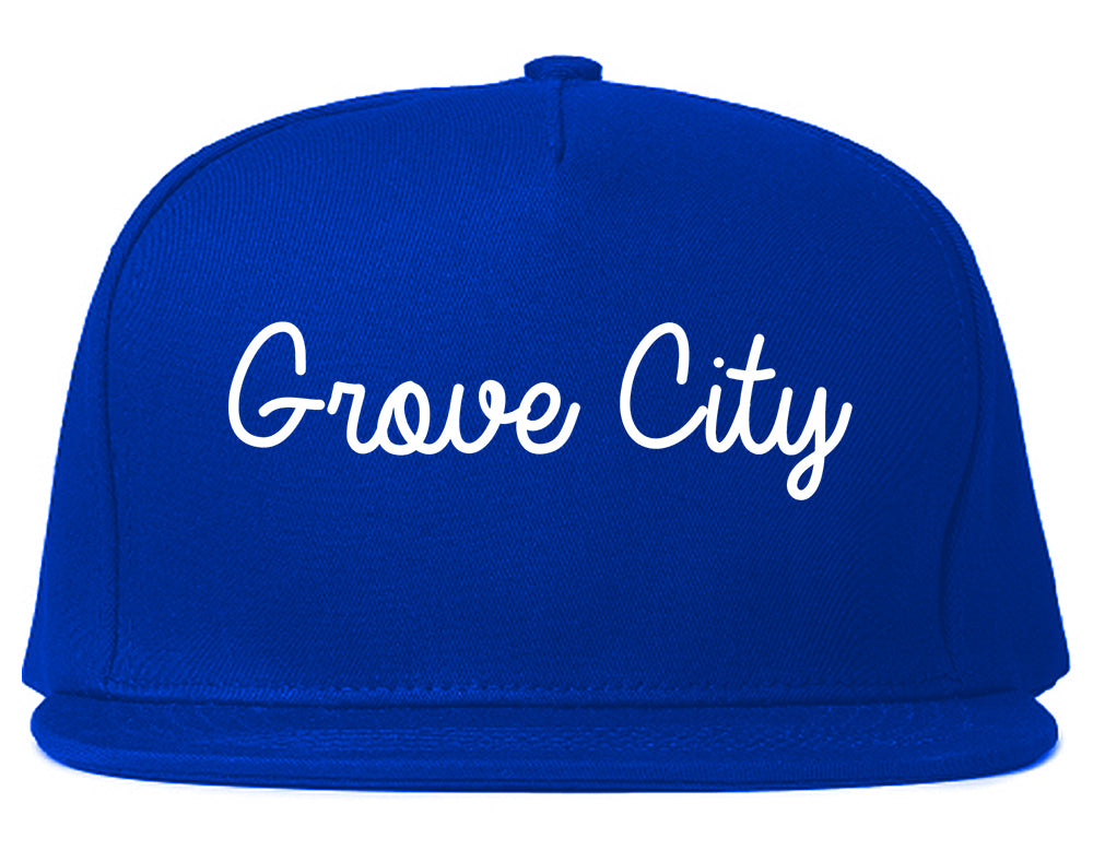 Grove City Pennsylvania PA Script Mens Snapback Hat Royal Blue