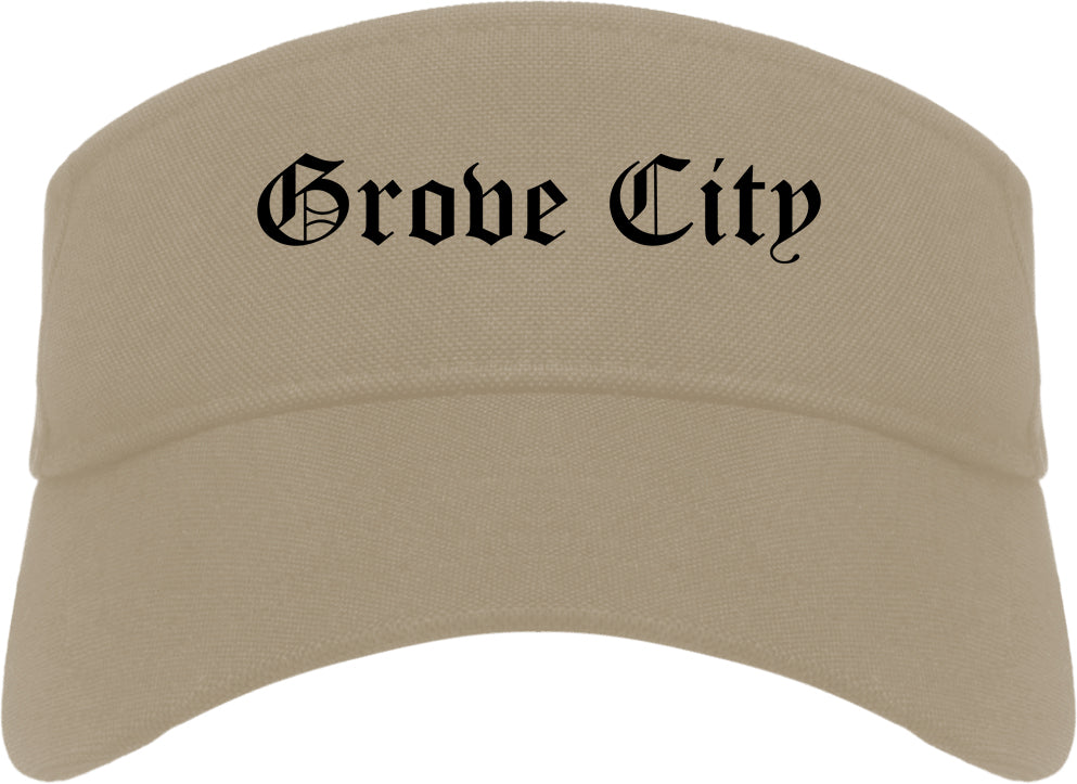 Grove City Pennsylvania PA Old English Mens Visor Cap Hat Khaki