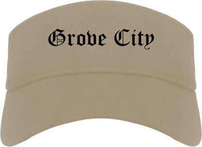 Grove City Pennsylvania PA Old English Mens Visor Cap Hat Khaki