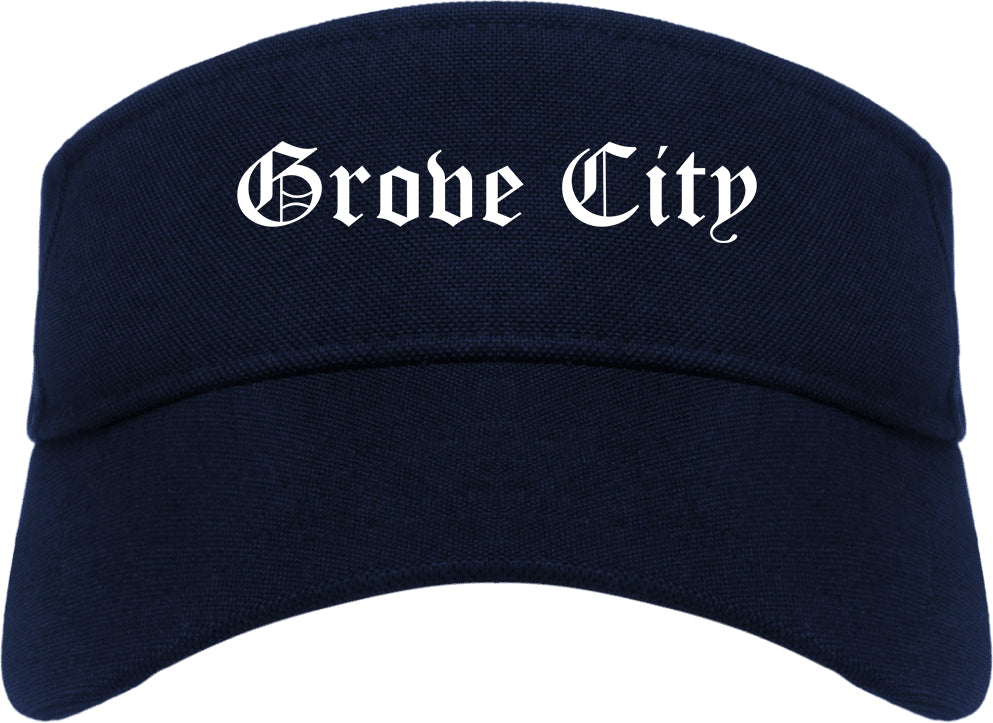 Grove City Pennsylvania PA Old English Mens Visor Cap Hat Navy Blue