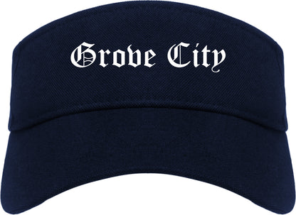 Grove City Pennsylvania PA Old English Mens Visor Cap Hat Navy Blue