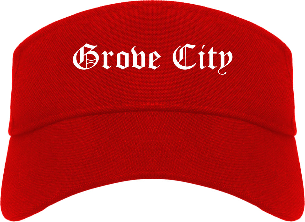 Grove City Pennsylvania PA Old English Mens Visor Cap Hat Red