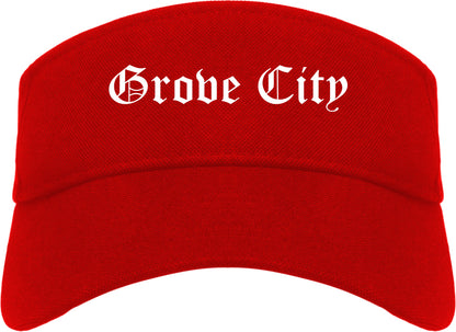 Grove City Pennsylvania PA Old English Mens Visor Cap Hat Red