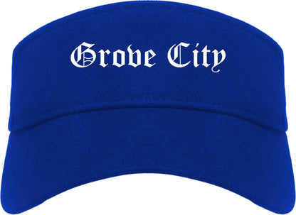 Grove City Pennsylvania PA Old English Mens Visor Cap Hat Royal Blue