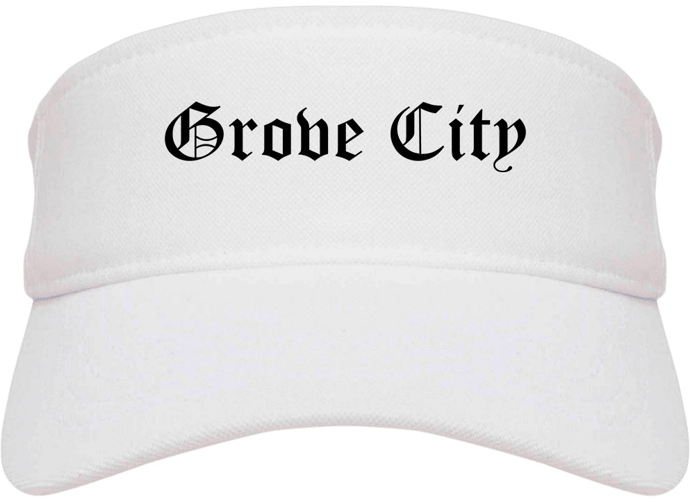 Grove City Pennsylvania PA Old English Mens Visor Cap Hat White