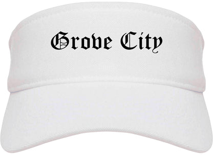 Grove City Pennsylvania PA Old English Mens Visor Cap Hat White