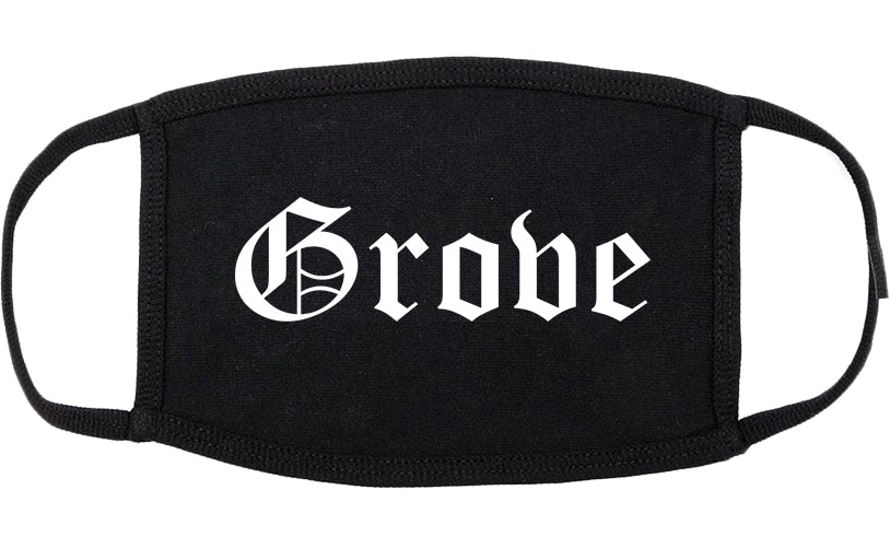 Grove Oklahoma OK Old English Cotton Face Mask Black