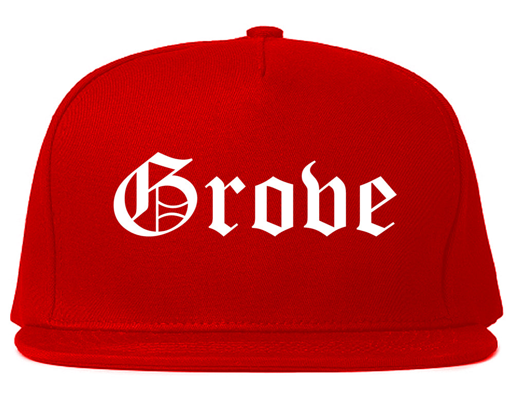 Grove Oklahoma OK Old English Mens Snapback Hat Red