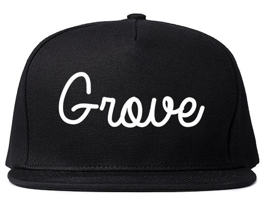 Grove Oklahoma OK Script Mens Snapback Hat Black