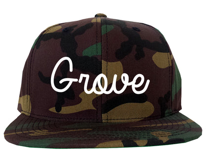 Grove Oklahoma OK Script Mens Snapback Hat Army Camo