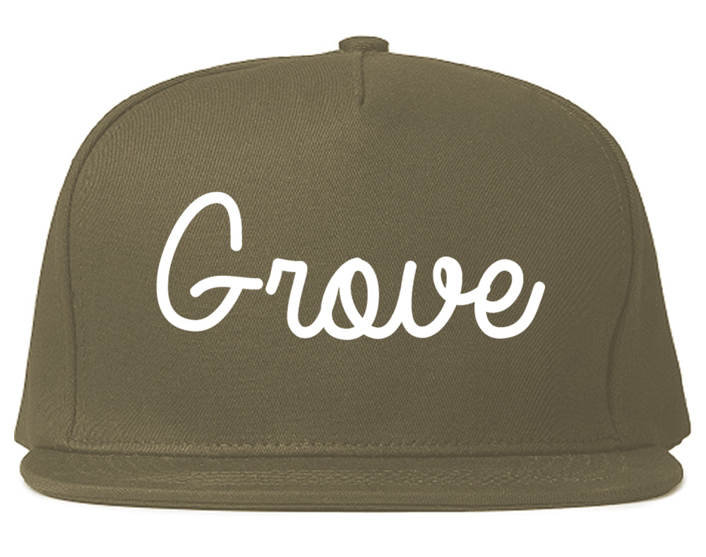 Grove Oklahoma OK Script Mens Snapback Hat Grey