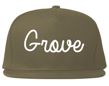 Grove Oklahoma OK Script Mens Snapback Hat Grey