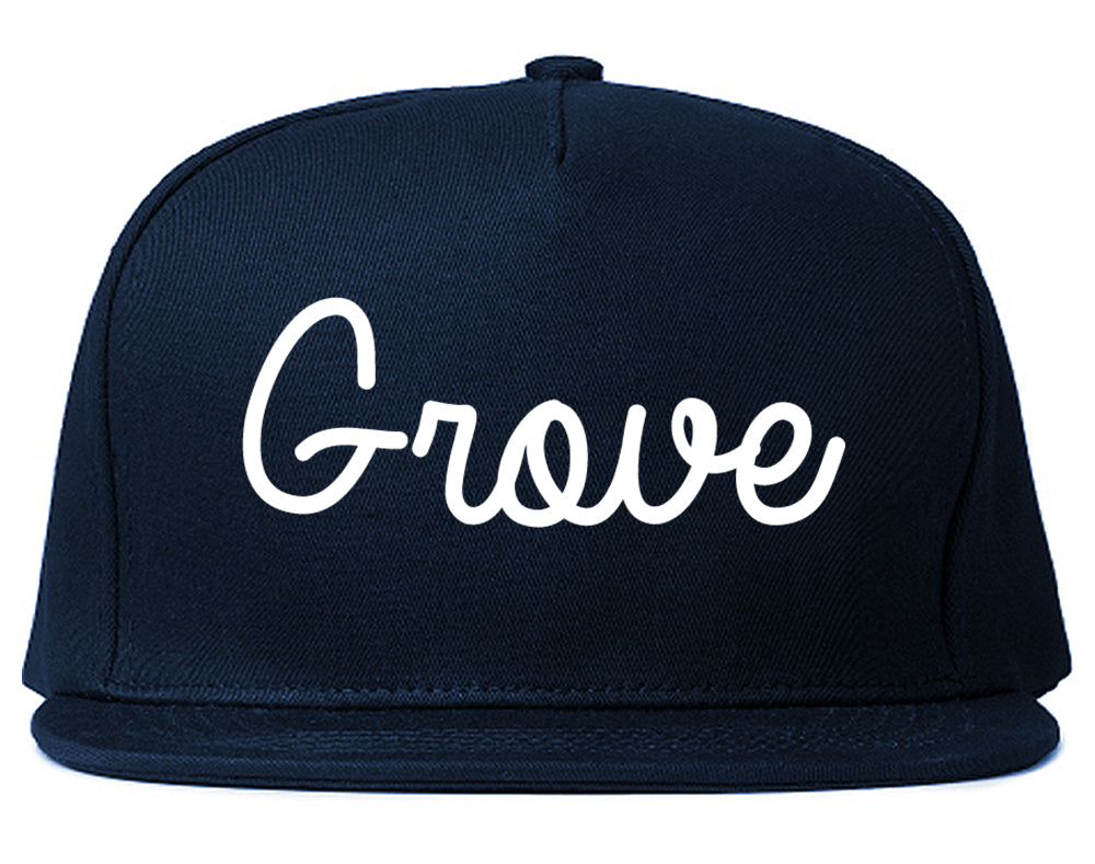 Grove Oklahoma OK Script Mens Snapback Hat Navy Blue