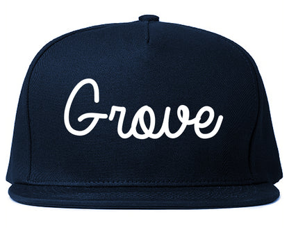 Grove Oklahoma OK Script Mens Snapback Hat Navy Blue