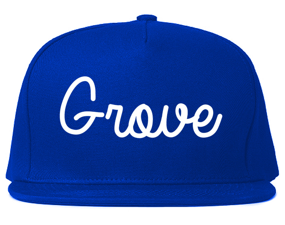 Grove Oklahoma OK Script Mens Snapback Hat Royal Blue