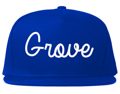 Grove Oklahoma OK Script Mens Snapback Hat Royal Blue