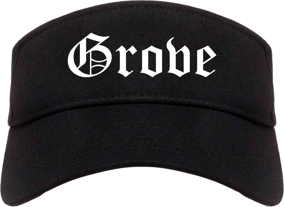 Grove Oklahoma OK Old English Mens Visor Cap Hat Black