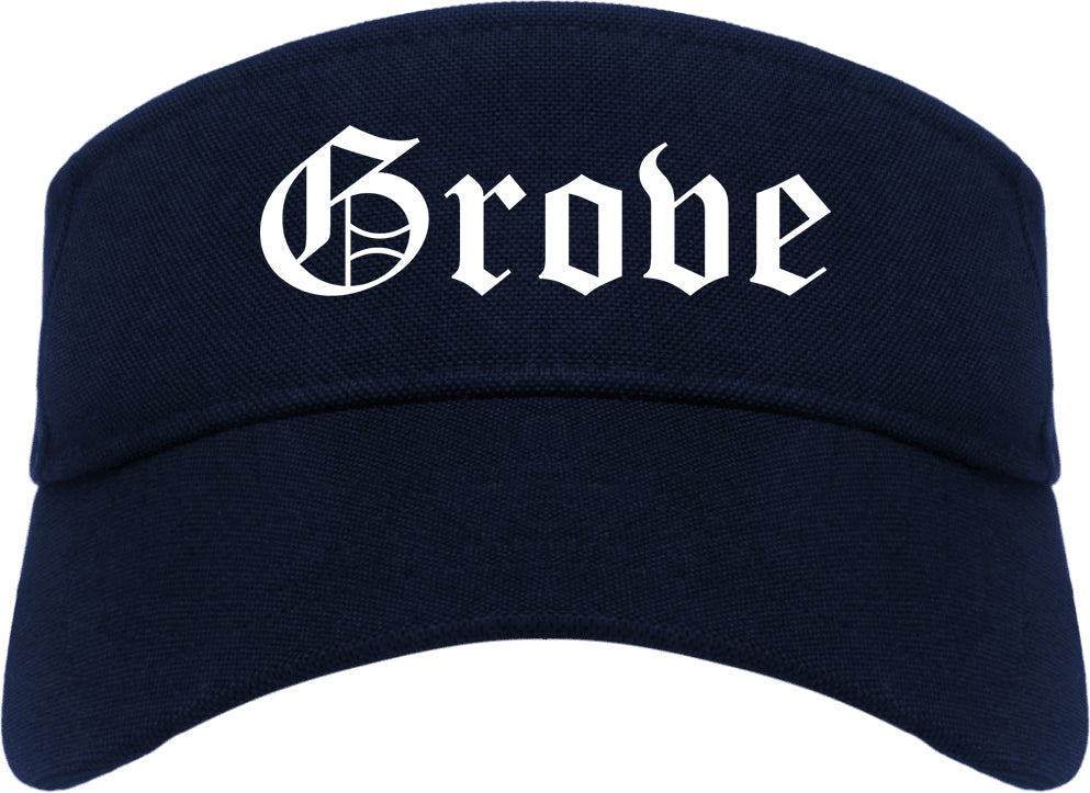 Grove Oklahoma OK Old English Mens Visor Cap Hat Navy Blue