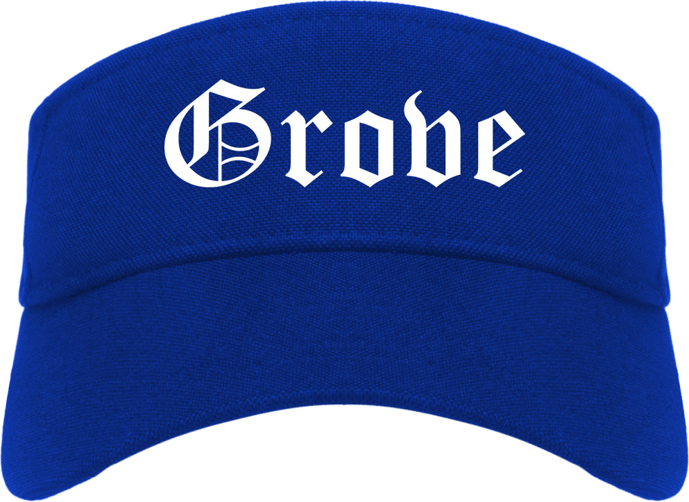 Grove Oklahoma OK Old English Mens Visor Cap Hat Royal Blue