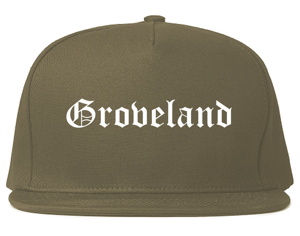 Groveland Florida FL Old English Mens Snapback Hat Grey