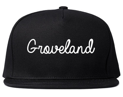 Groveland Florida FL Script Mens Snapback Hat Black