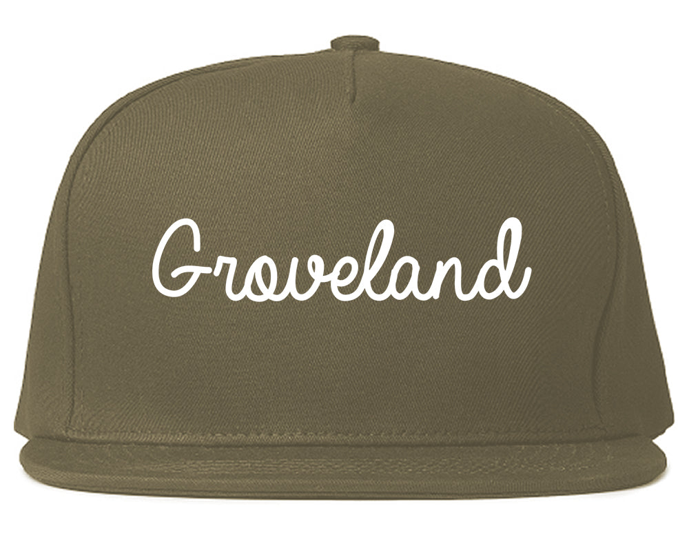 Groveland Florida FL Script Mens Snapback Hat Grey