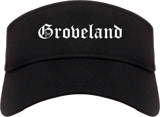 Groveland Florida FL Old English Mens Visor Cap Hat Black