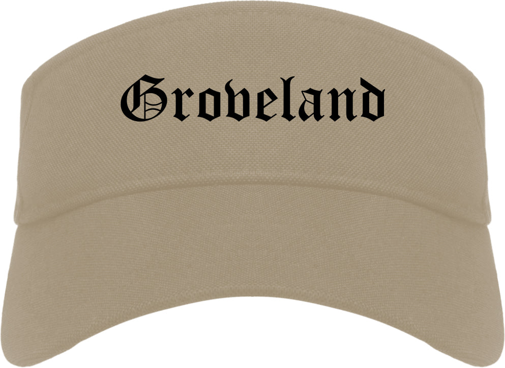 Groveland Florida FL Old English Mens Visor Cap Hat Khaki