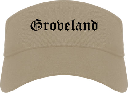 Groveland Florida FL Old English Mens Visor Cap Hat Khaki