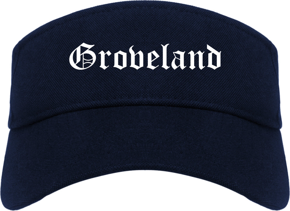 Groveland Florida FL Old English Mens Visor Cap Hat Navy Blue