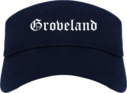 Groveland Florida FL Old English Mens Visor Cap Hat Navy Blue