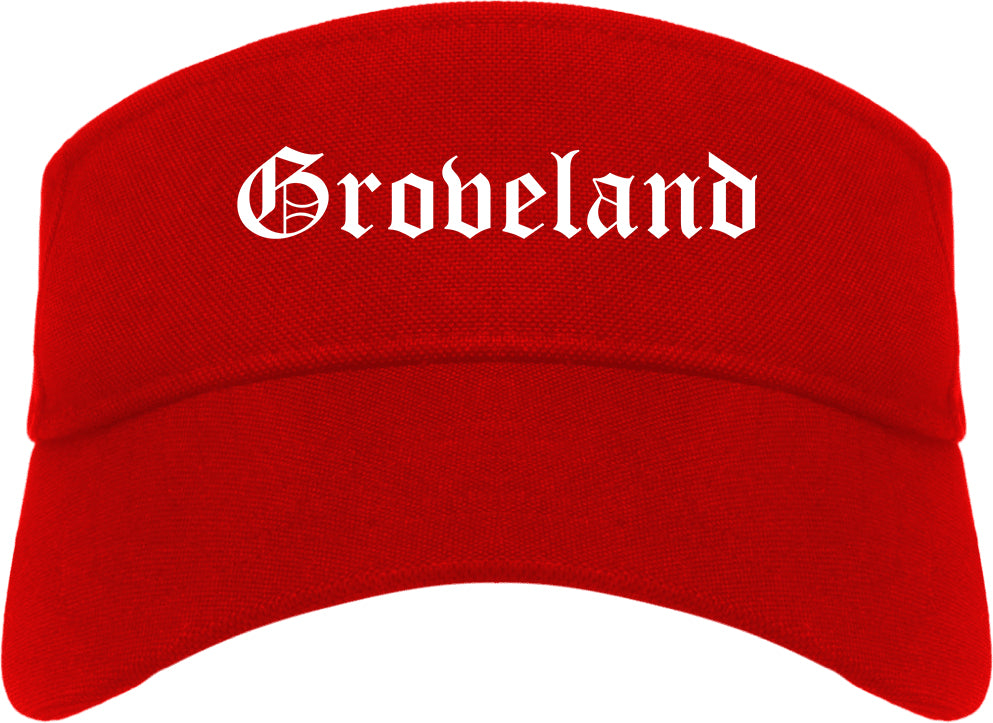 Groveland Florida FL Old English Mens Visor Cap Hat Red