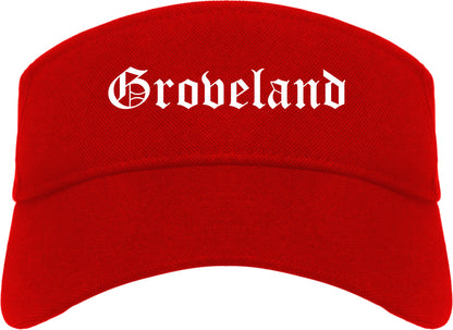 Groveland Florida FL Old English Mens Visor Cap Hat Red