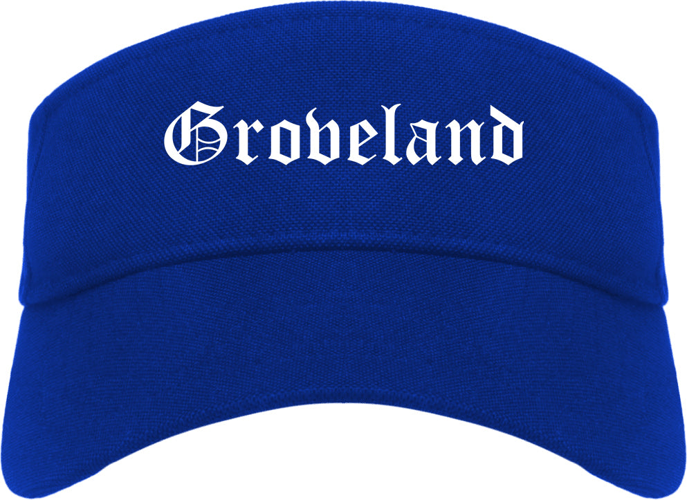 Groveland Florida FL Old English Mens Visor Cap Hat Royal Blue