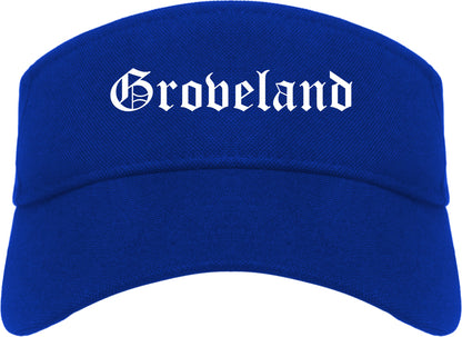Groveland Florida FL Old English Mens Visor Cap Hat Royal Blue