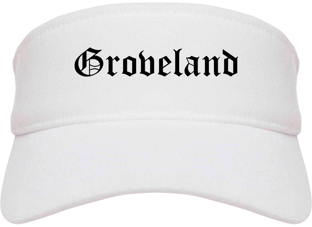 Groveland Florida FL Old English Mens Visor Cap Hat White