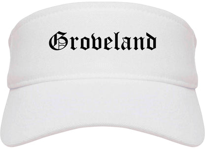 Groveland Florida FL Old English Mens Visor Cap Hat White