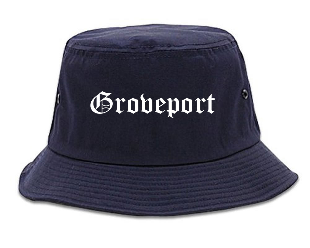 Groveport Ohio OH Old English Mens Bucket Hat Navy Blue