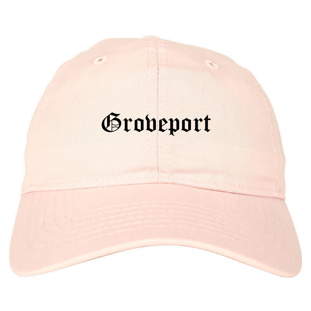 Groveport Ohio OH Old English Mens Dad Hat Baseball Cap Pink