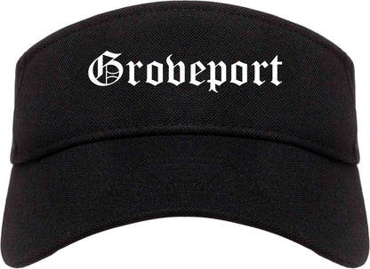 Groveport Ohio OH Old English Mens Visor Cap Hat Black