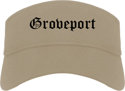 Groveport Ohio OH Old English Mens Visor Cap Hat Khaki