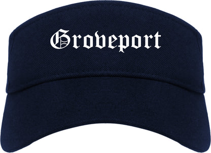 Groveport Ohio OH Old English Mens Visor Cap Hat Navy Blue