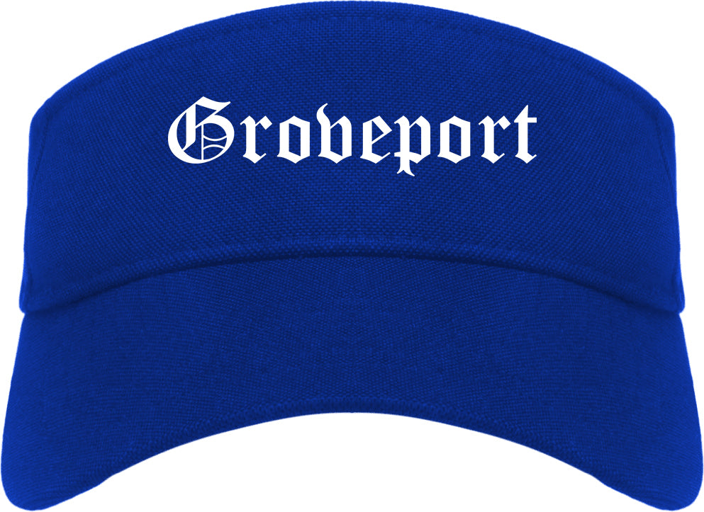 Groveport Ohio OH Old English Mens Visor Cap Hat Royal Blue