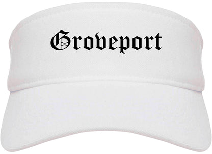 Groveport Ohio OH Old English Mens Visor Cap Hat White